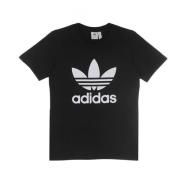 Zwart Trefoil Logo Tee Korte Mouw Adidas , Black , Dames