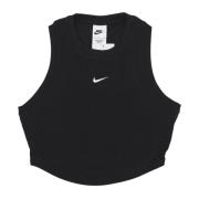 Essential Rib Crop Tank Zwart/Wit Nike , Black , Dames