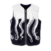 Sherpa Vest Heren Mouwloos Wit Octopus , Multicolor , Heren