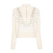 Kristalversierde Trui Pinko , White , Dames