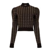 Zwart Houndstooth Jacquard Sweater Nina Ricci , Multicolor , Dames