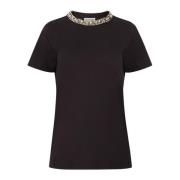 Zwart Beaded Neckline T-Shirt Nina Ricci , Black , Dames