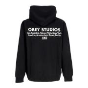 Zwarte Fleece Hoodie met Borduursel Obey , Black , Heren