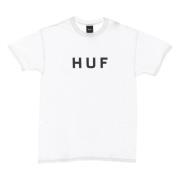 Wit Logo Tee Korte Mouw T-shirt HUF , White , Heren