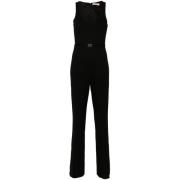 Zwarte Flared Broek met Goudkleurig Logo Twinset , Black , Dames