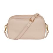 Beige Kalfsleren Crossbody Mini Tas Kiton , Beige , Dames