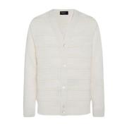 Witte Katoenen Vest met Lineair Motief Kiton , White , Heren