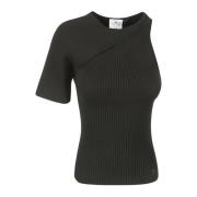 Golvende Ribgebreide Trui Courrèges , Black , Dames