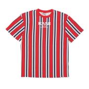 Retro Gestreept T-shirt Rood/Wit Karl Kani , Multicolor , Heren