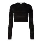 Zwart Tonal Gestreepte Cropped Top Nina Ricci , Black , Dames