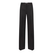 Zwarte Wide Leg Wool Gabardine Broek Nina Ricci , Black , Dames