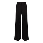 Zwarte Wijde Pijp Satijnen Trim Broek Nina Ricci , Black , Dames