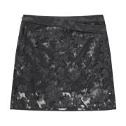 Zwarte Pailletten Rok met Kant Munthe , Black , Dames