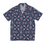 Blauwe Fronds Tapestry Bowling Shirt Dolly Noire , Multicolor , Heren