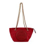 Nylon Schoudertas met Leren Logo Tory Burch , Red , Dames