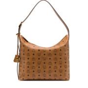 Monogram Hobo Tas met Gouden Bedel MCM , Brown , Dames