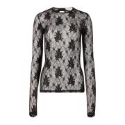 Zwarte Kant Achterloze Top Nina Ricci , Black , Dames