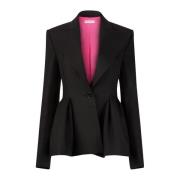 Wool Gabardine Peplum Blazer Nina Ricci , Black , Dames