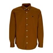 Lange Mouw Knoop-Down Shirt Bruin/Zwart Carhartt Wip , Brown , Heren