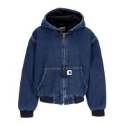 Blauwe Stone Washed Denim Jack met Sherpa Interieur Carhartt Wip , Blu...