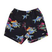 Bedrukte Fishbowl Shorts Zwart Obey , Multicolor , Heren