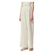 Wijde hoge taille muslin broek Bizuu , White , Dames