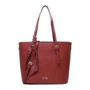 Ruby Ecoleather Tote Bag met Schouderband V73 , Red , Dames