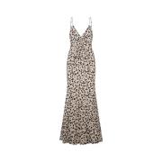 Witte Slip Jurk met Decoratieve Knoop Msgm , Multicolor , Dames