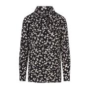 Zwarte Polka Dot Satijnen Overhemd Msgm , Black , Dames