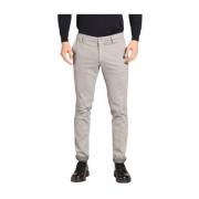 Slim Fit Katoenen Chino Broek met Micro Patroon Mason's , Gray , Heren