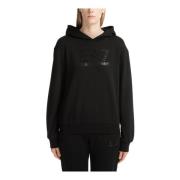 Effen Logo Rhinestone Hoodie Emporio Armani EA7 , Black , Dames