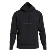 Zwarte Institutional Hoodie met Wit Logo Calvin Klein , Black , Heren