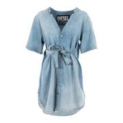 Blauwe Zomer Denim Jurk Diesel , Blue , Dames