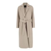 Beige Wol Lange Jas Revers Stijl Pinko , Beige , Dames