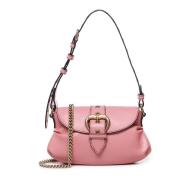 Leren tas met hartvormige roller in perzik Pinko , Pink , Dames