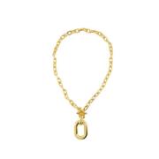 Gouden Link Ketting - Aluminium - Sluiting Paco Rabanne , Yellow , Dam...