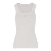 Mouwloze katoenen top met logo Pinko , White , Dames