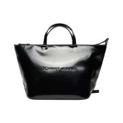 Zwarte Shopper Tas met Gouden Details Tommy Hilfiger , Black , Dames