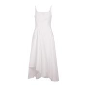 Witte Katoenen Poplin Midi Jurk Alexander McQueen , White , Dames