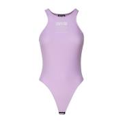 Lila Halternek Bodysuit met Logo Versace Jeans Couture , Purple , Dame...