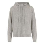 Wol Kasjmier Hoodie Met Rits Allude , Gray , Dames