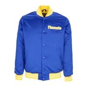 NBA Heavyweight Satin Bomber Jacket Mitchell & Ness , Blue , Heren