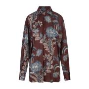 Burgundy Floral Foliage Print Shirt Etro , Multicolor , Dames