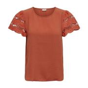 Casual Katoenen T-shirt Jacqueline de Yong , Brown , Dames