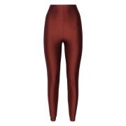 Glanzende Bordeaux Broek met Hoge Taille Andamane , Red , Dames