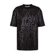 Logo Print Crew Neck T-Shirt Calvin Klein , Black , Heren