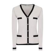 Contrastrand Wol Vest Max Mara , White , Dames