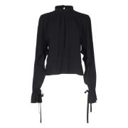 Zijden Blouse met Verticale Uitsnede Pinko , Black , Dames