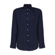 Blauwe Linnen Button-Down Shirt Ralph Lauren , Blue , Heren