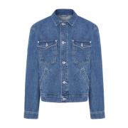 Blauwe Denim Geborduurde Jas Kenzo , Blue , Heren